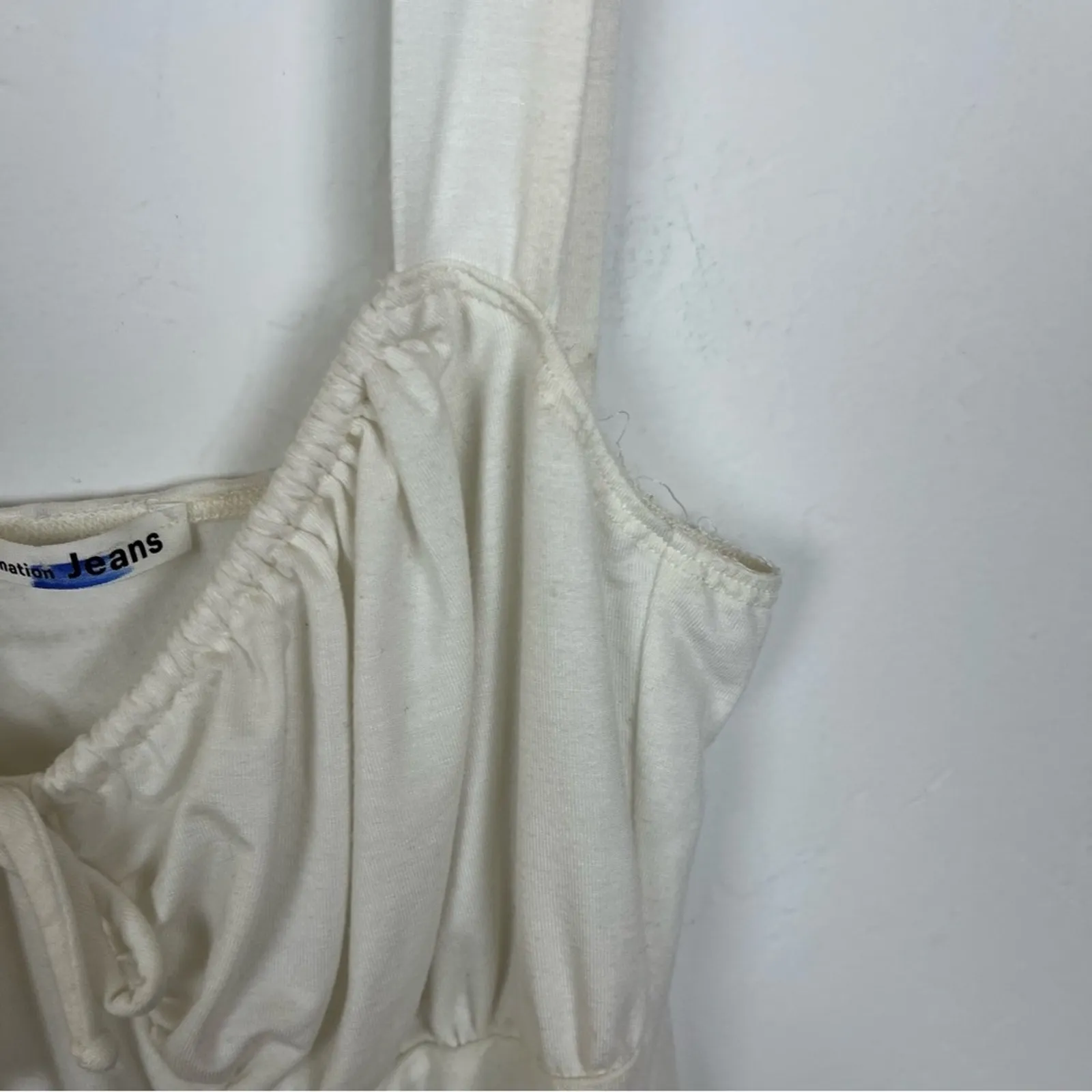 Reformation Nina Ruched Bodysuit in White Large - Image 5