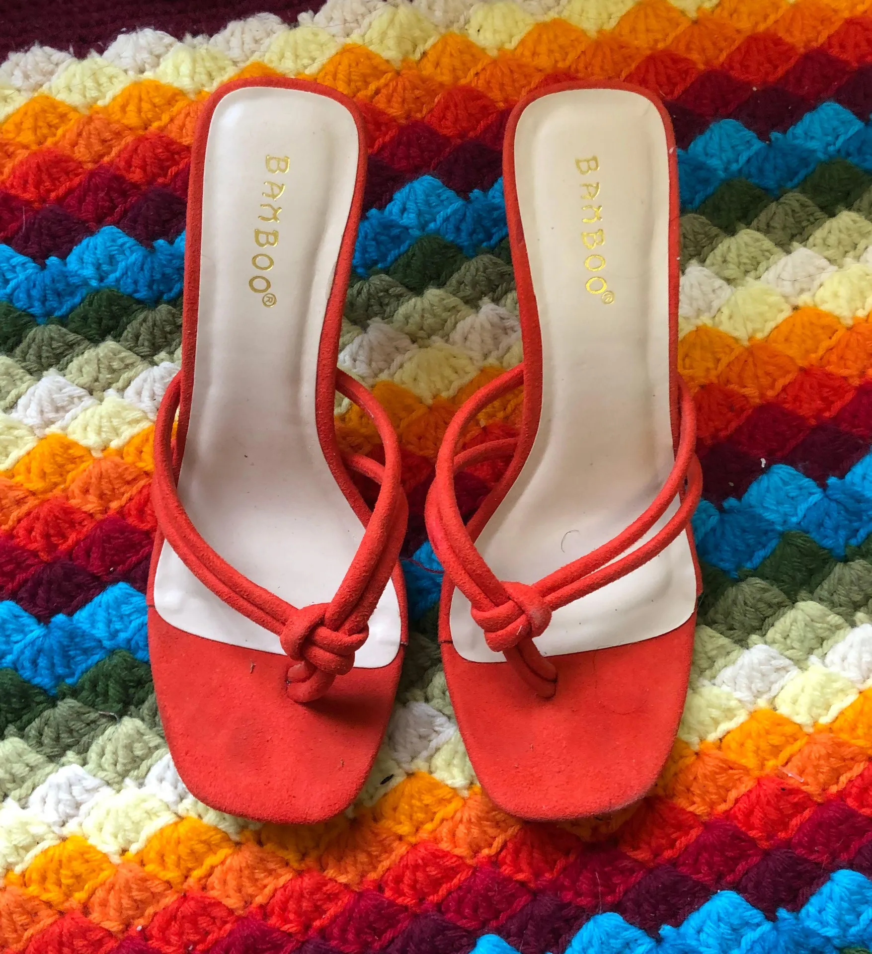 Orange Sandal Thong Mules Heels (Size 6) - Image 2