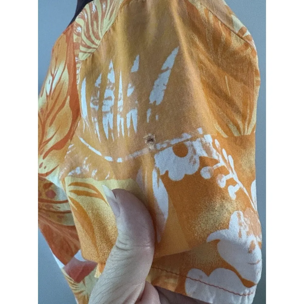 Vintage Hilo Hattie Dress Size M Orange Floral Batik Beach Hawaiian * Size M - Image 14