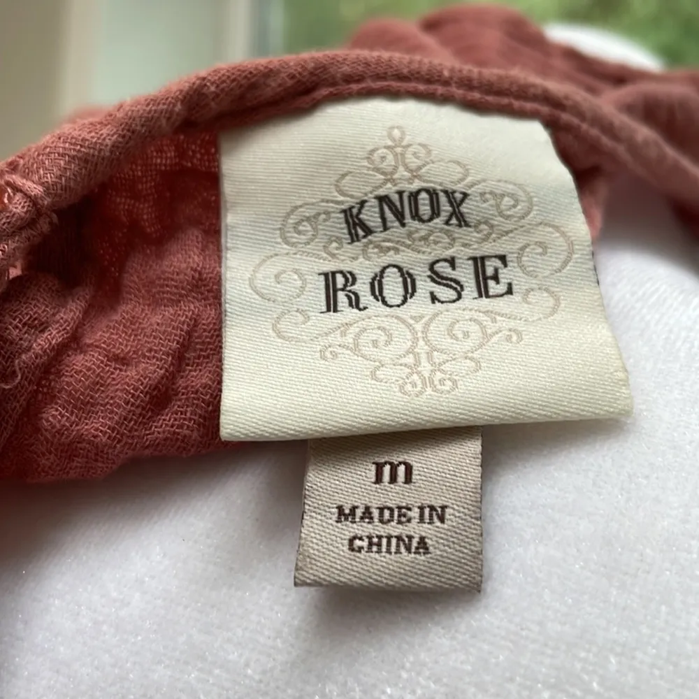 Knox Rose Blush Pink Lace Crinkle Gauze Loose Fit Tank Size Medium - Image 5