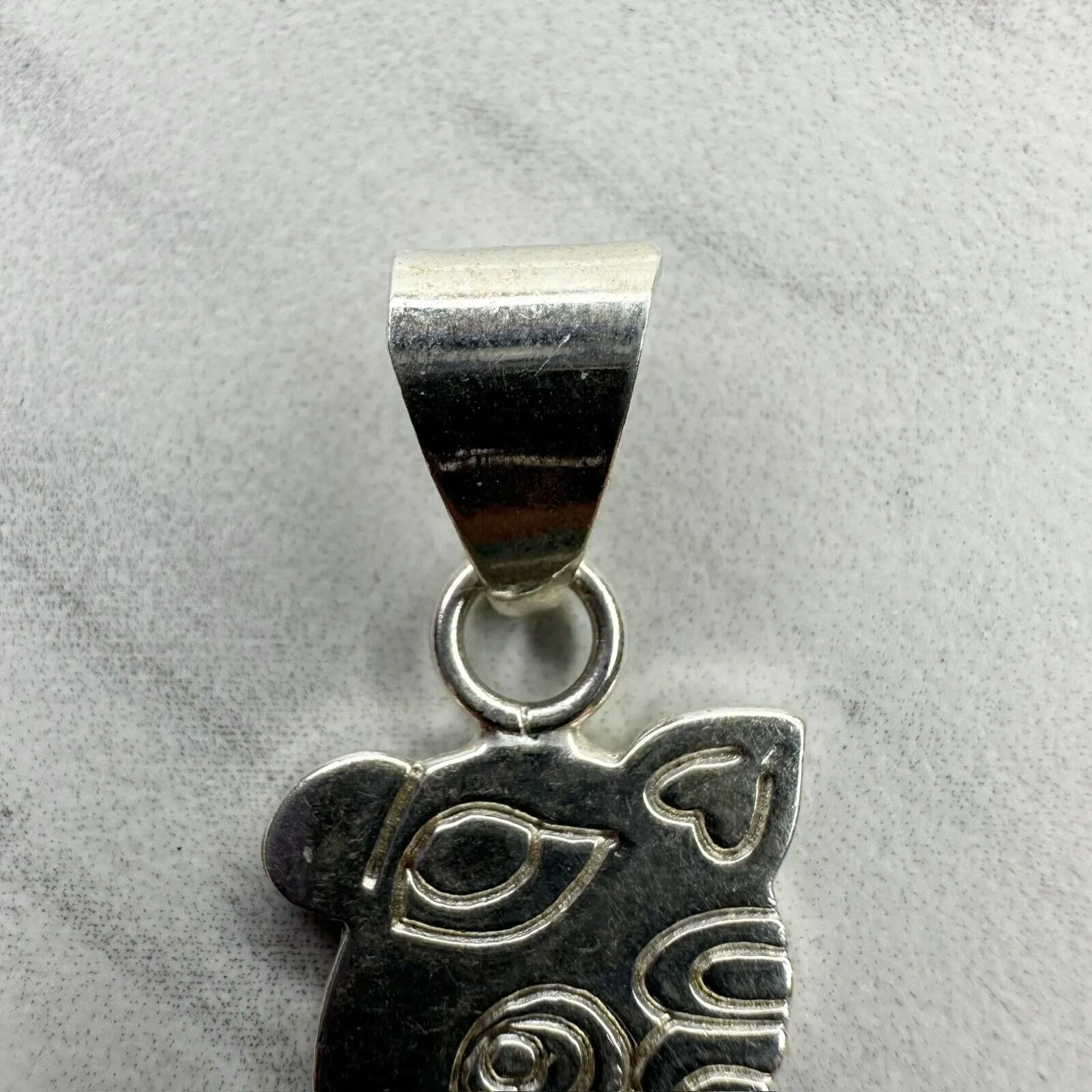 Vintage Mexico Silver Tone Mayan Dog Animal Glyph Pendant Southwestern ✨ - Image 5