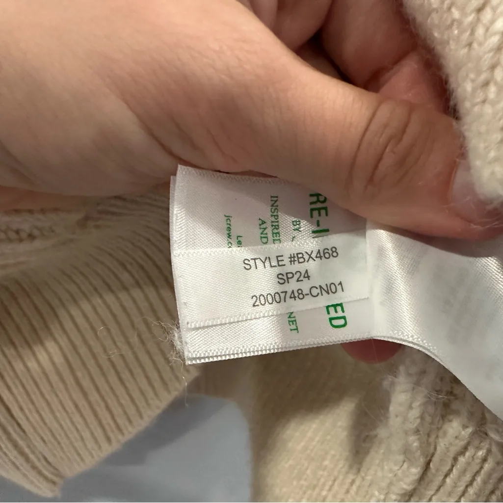 J Crew Sweater Womens Cream Alpaca Blend Ribbed V Neck Cardigan BX468 Large L - Image 6