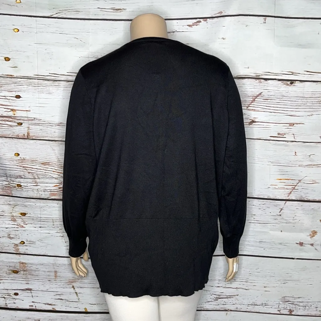 Ashley Stewart NWT Size 26 Classic Black Button Down Sweater Cardigan - Image 3