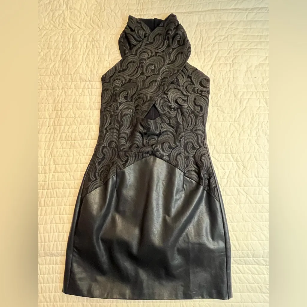 Anthropologie Eva Franco Faux Leather Twofer Dress - Image 5