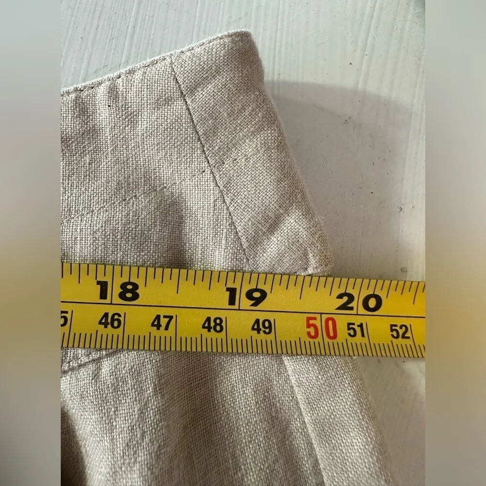 Charter Club Pants Womens 16W Petite Linen Katherine Fit Wide Leg Beige Buttons - Image 8