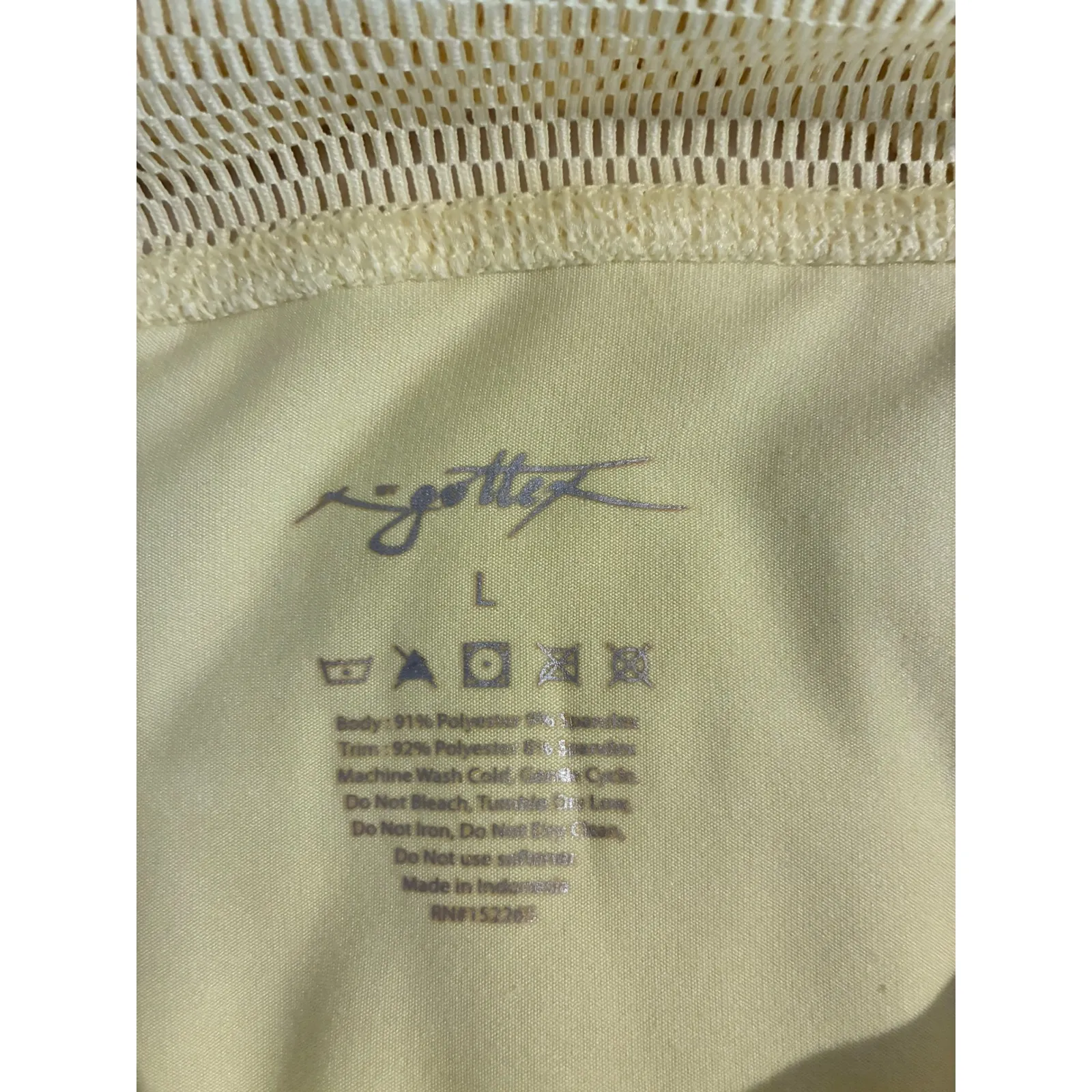 N Gottex Yellow Mesh Hoodie Pullover Athleisure Activewear Top‎ Thumb Holes L - Image 4