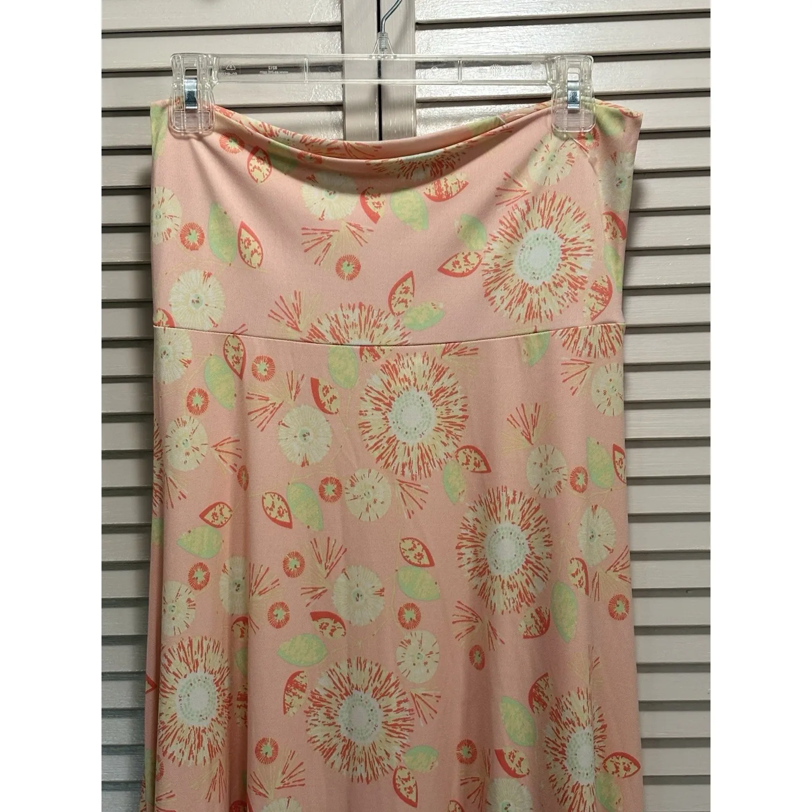 LulaRoe Flowy Orange/Peach Floral Long Maxi Skirt Size Small Fold Over Waist‎ - Image 2