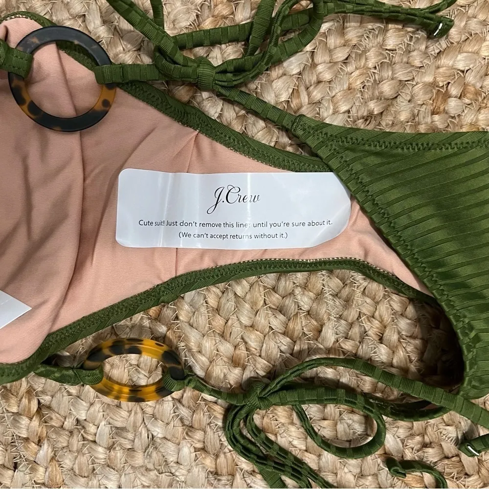 J crew bikini bottom sz medium wide ribbed curved waist cheeky bikini bottom - Image 4