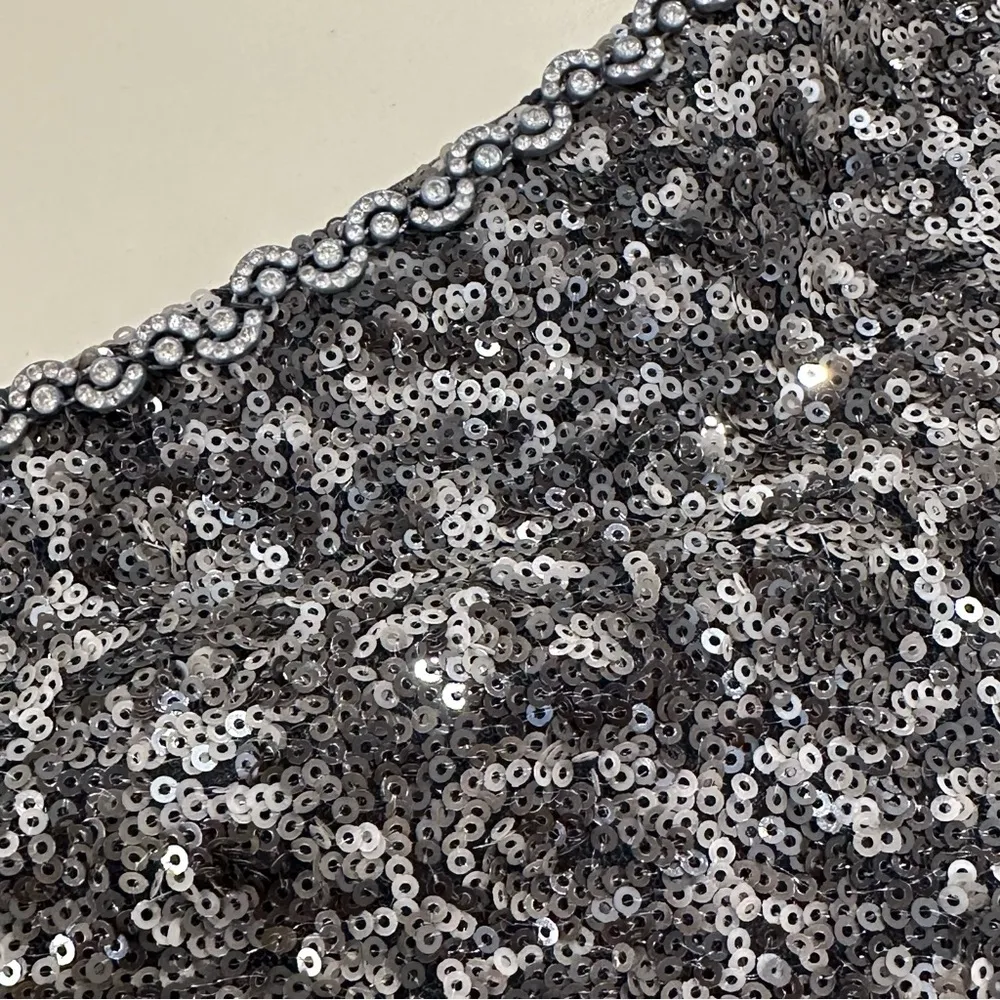 Vintage Aspeed One Shoulder Chiffon Gown Embellished Gray Medium Y2K Prom Chic - Image 6