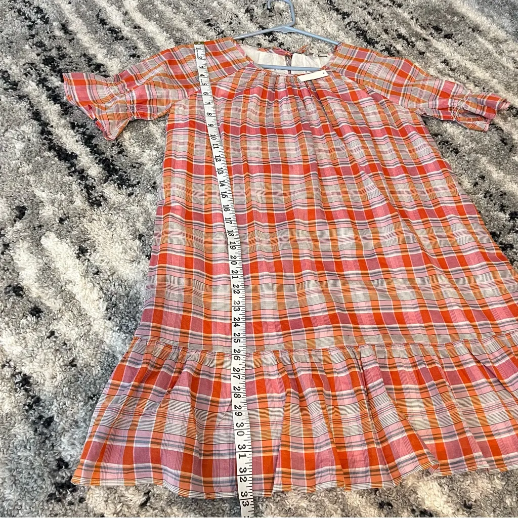 Madewell Plaid Ruffle Sleeve Popover Mini Dress XXS - Image 7