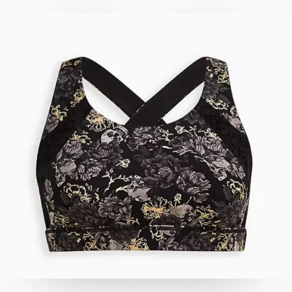 Torrid Active Floral Skull Sport Bra Size 4 - Image 5
