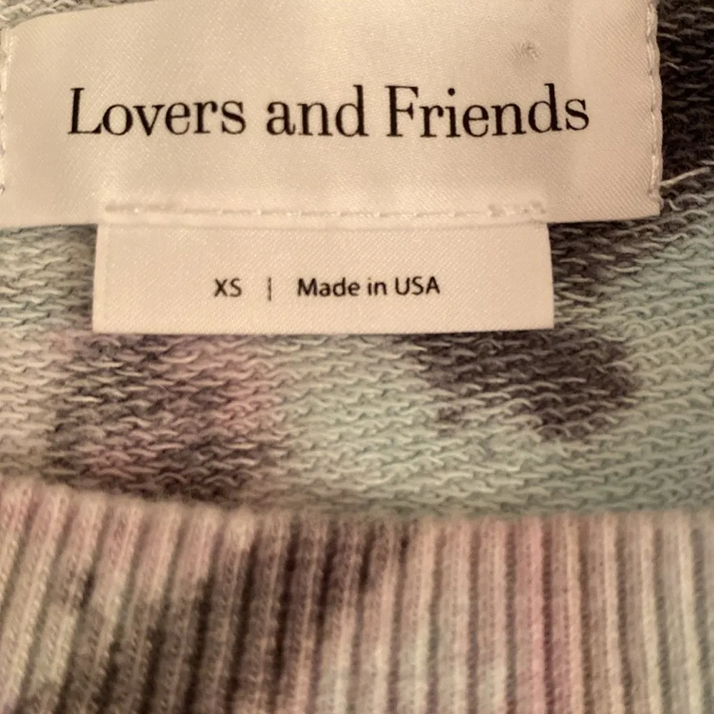 Friends + Lovers Tie Dye Boxy Colorful Crew Neck Terry Toweling Sweatshirt XS - Image 2