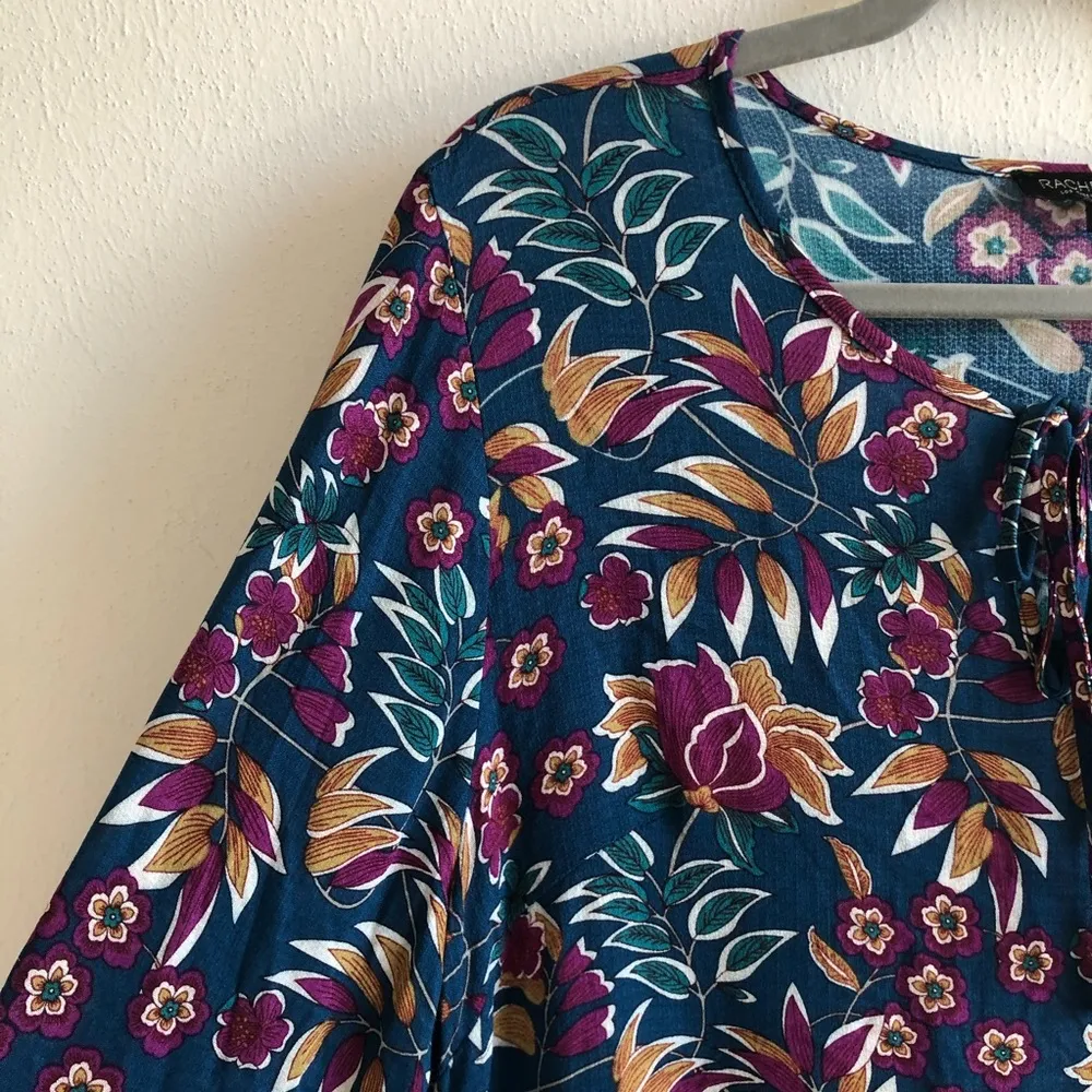 Rachel Zoe Blouse Babydoll Long Sleeve Floral M - Image 6