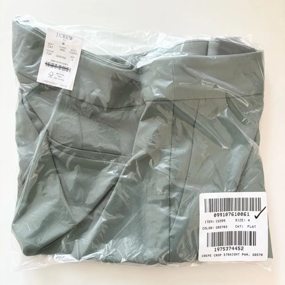 NWT J. Crew Crepe Straight-leg Cropped Pant Topiary Green - Image 5