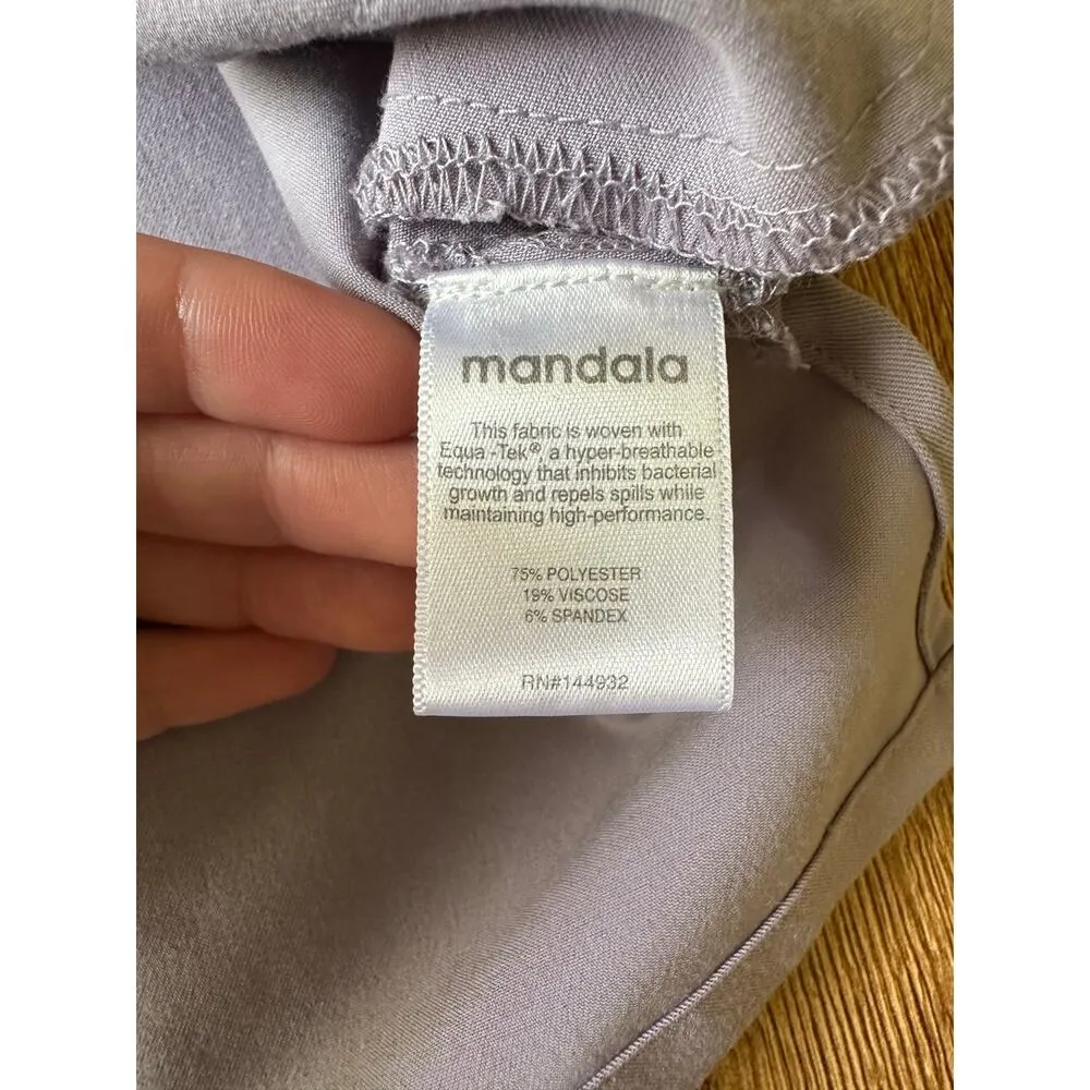 Mandala 5 Pocket Notch Neck Scrub Top Size S Purple - Image 3
