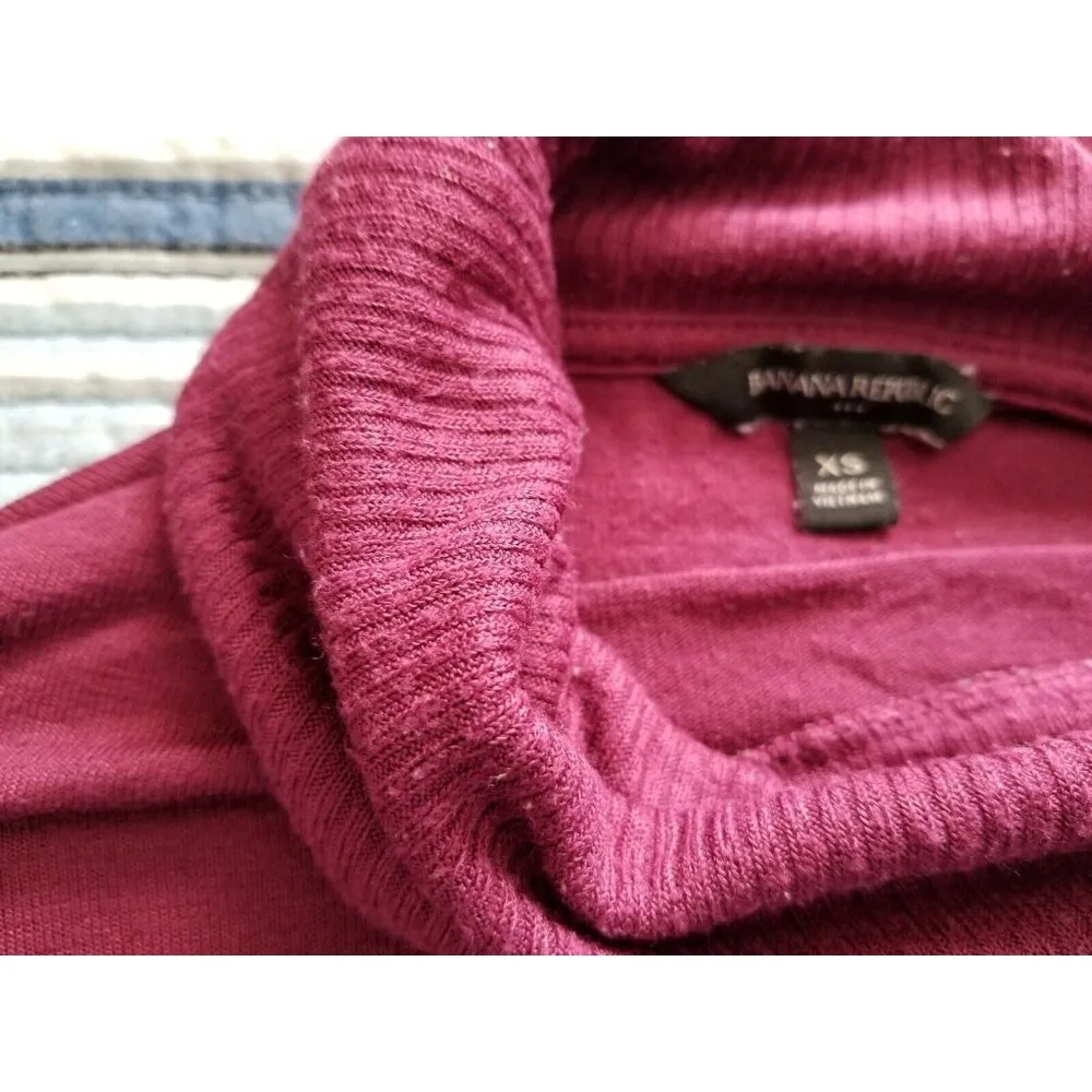 Banana Republic Cowl Neck Long Sleeve Front Drape Mulberry Sweater Top Size XS - Image 10