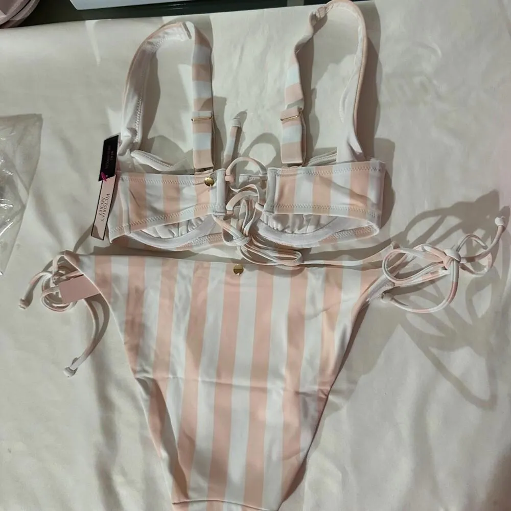Vicotria's Secret Bikini Set Pink stripes - Image 5