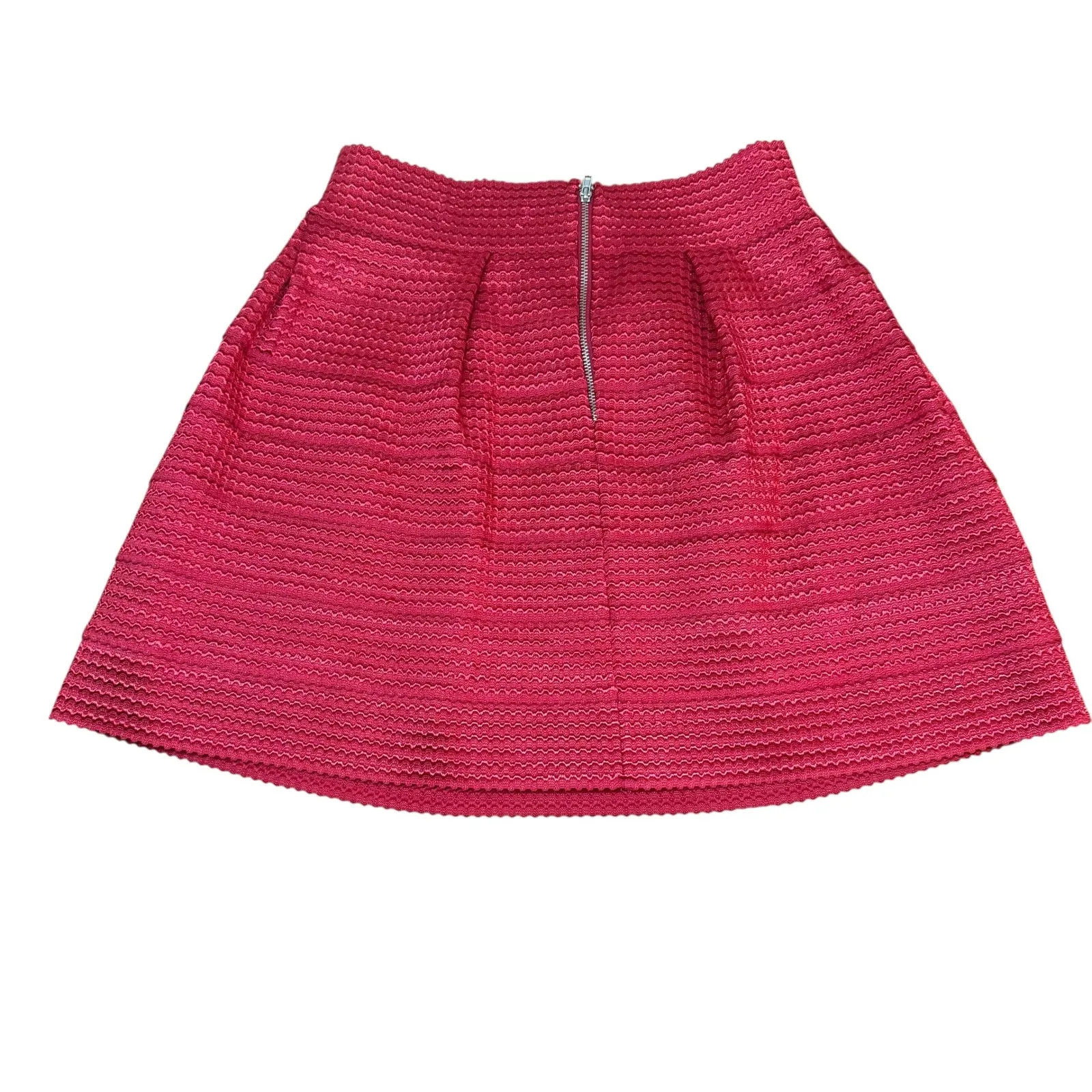 Dniina Red Textured Pleated Mini Skirt Party Cocktail Going Out Size M Size M - Image 4