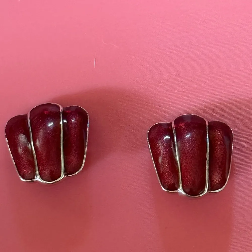 Gold and Red Clip On Earrings NWT - Image 3