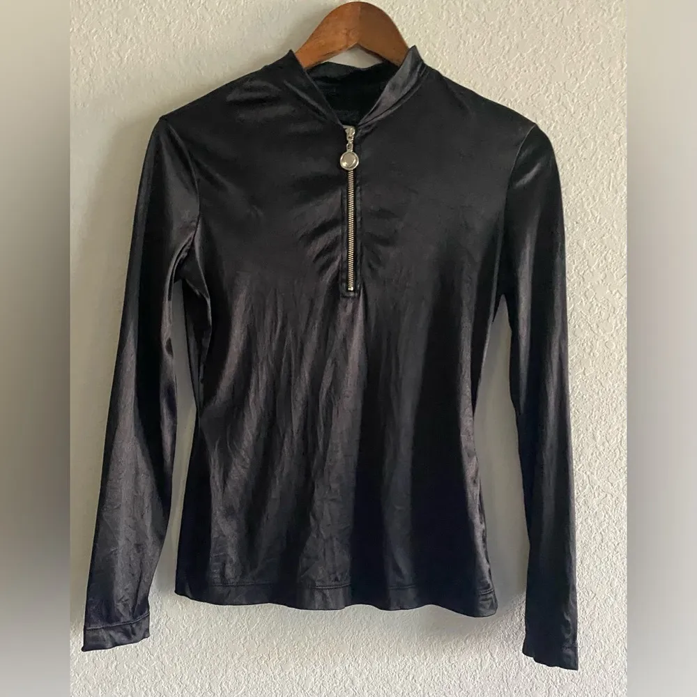 Moschino Jeans Black Long Sleeve Quarter Zip  Active Y2K Streetwear Nylon 8 - Image 2