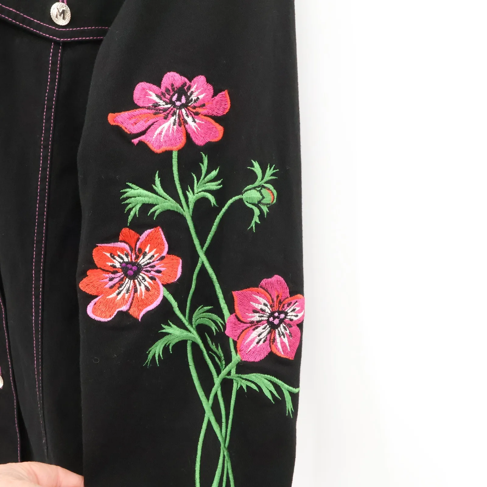 Vintage Bob Mackie Wearable Art Embroidered Shacket Western Floral‎ 80s Size M - Image 10