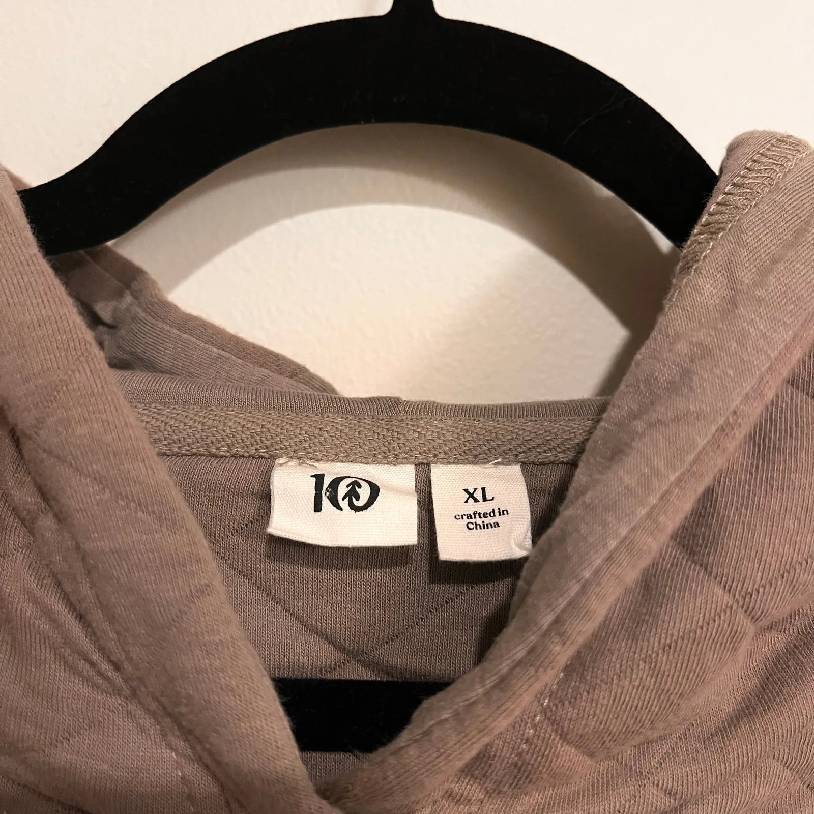 Tentree Hoodie Quilted Sweatshirt Brown Organic Cotton Womens XL Sustainable - Image 4