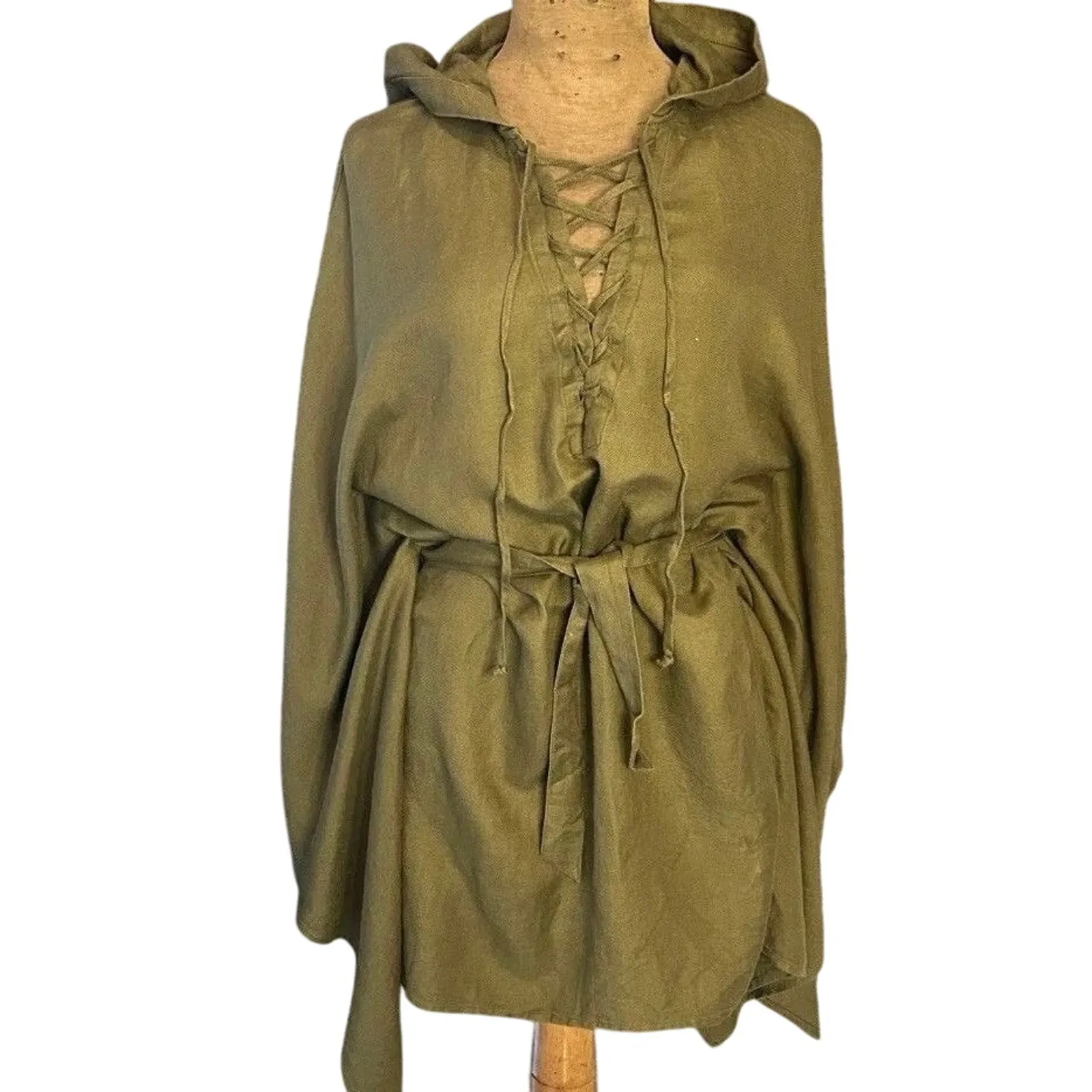 FLEETWOOD MAC Custom Linen Lace Up Dolman Hooded Tunic Size S New with Tag OOAK Green - Image 7