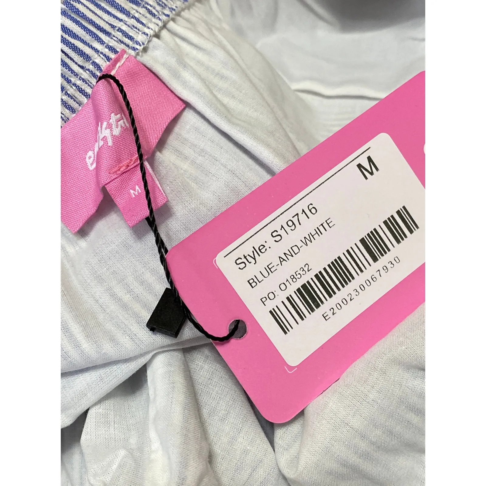 NEW Edikted Blue White Seersucker Striped Tiered Lace A Line Mini Skirt Size M - Image 4