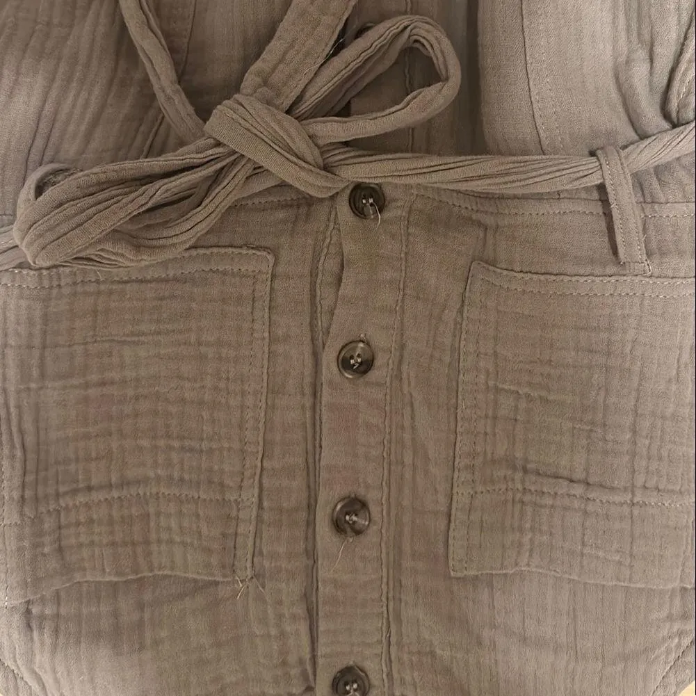 Tan Gauzey Cotton Jumpsuit - Image 5