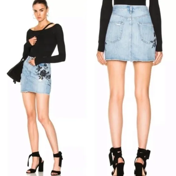 NWT Rag & bone embroidered floral denim skirt sz 24 - Image 2