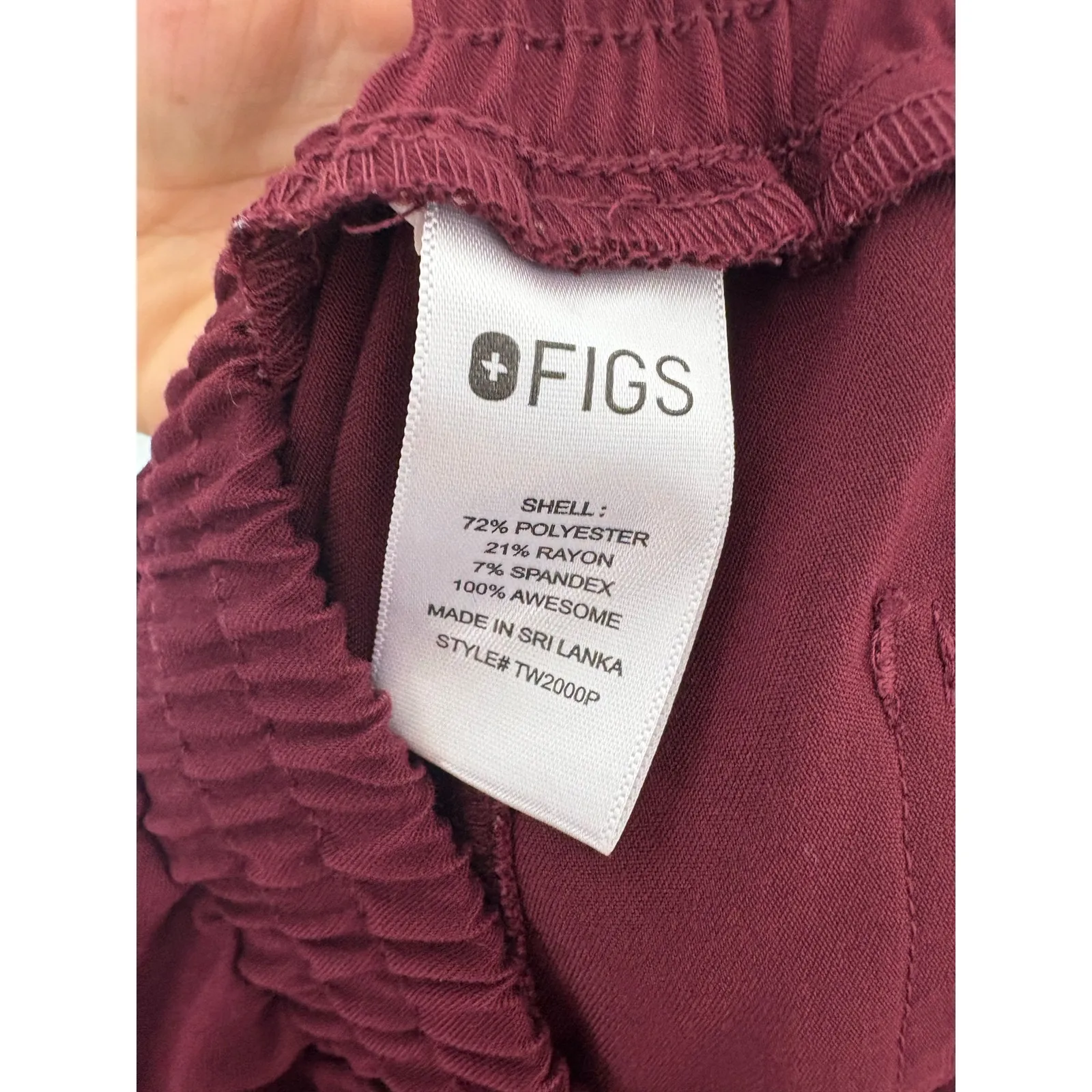 Figs Yola Elastic Waistband Skinny Scrub Pants Size MP Burgundy Nurse Doctor - Image 7