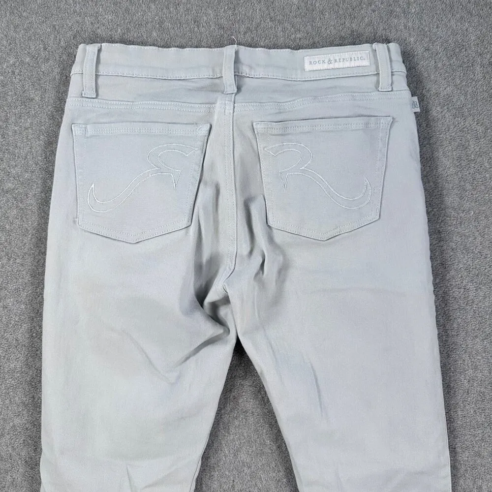 Rock & Republic Berlin Low Rise Skinny Jeans Women's 8M Light Gray Denim - Image 9