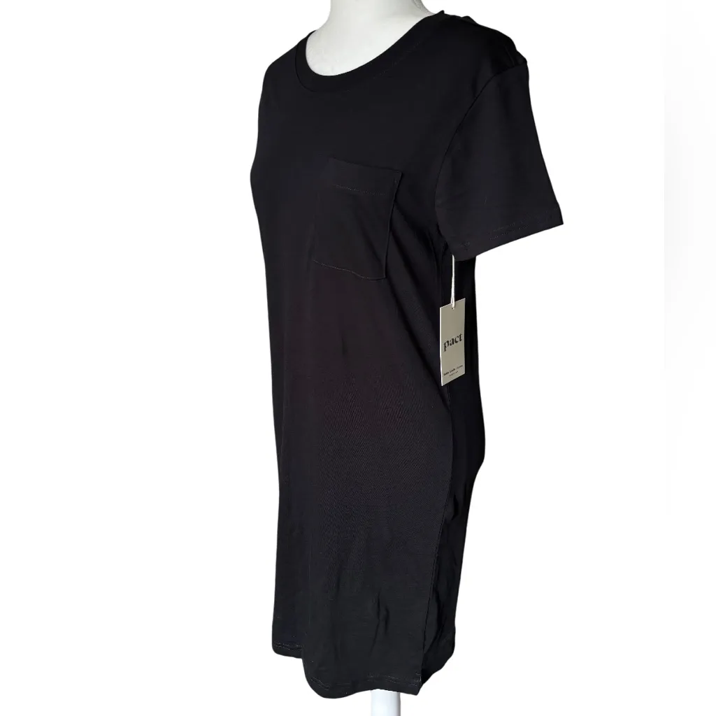 NWT PACT Women's Black Organic Cotton Soft spun Tee Dress size L Size M - Image 2