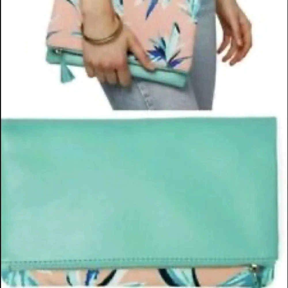 Rachel Pally Mint & Peach Tropical Clutch, NWOT - Image 2