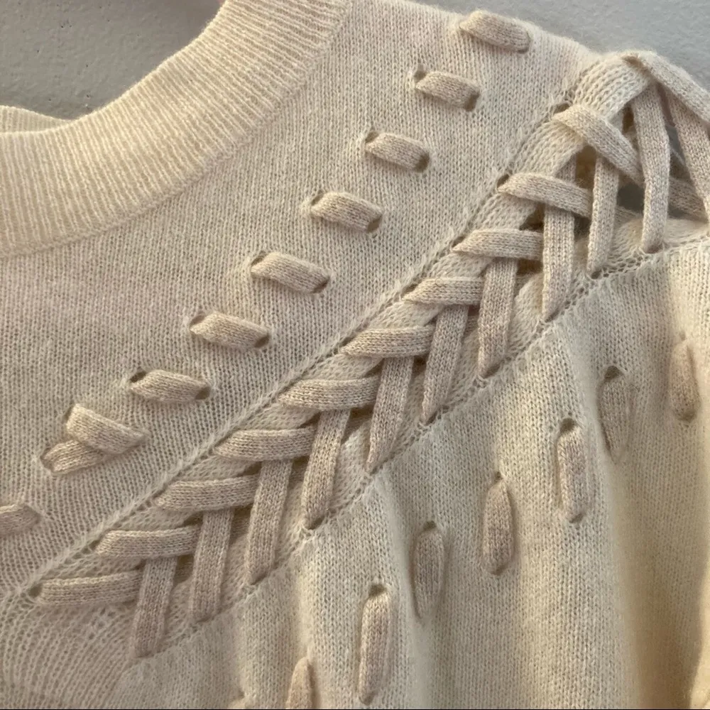 White + Warren Cashmere Braided Woven Sweater - Image 3