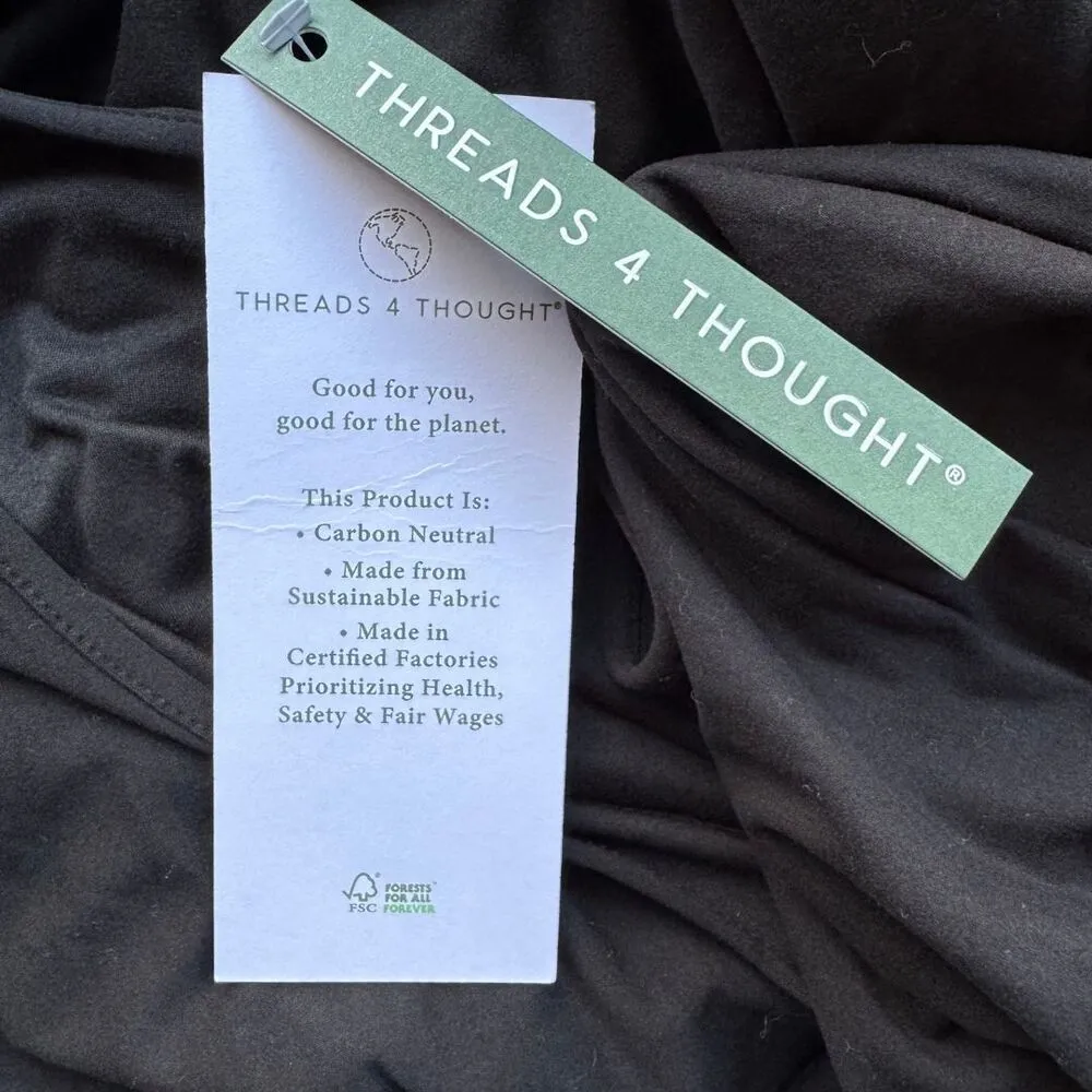 THREADS 4 THOUGHT Thia Luxe Jersey Ruched Midi Knit Dress Black NWT Medium - Image 9