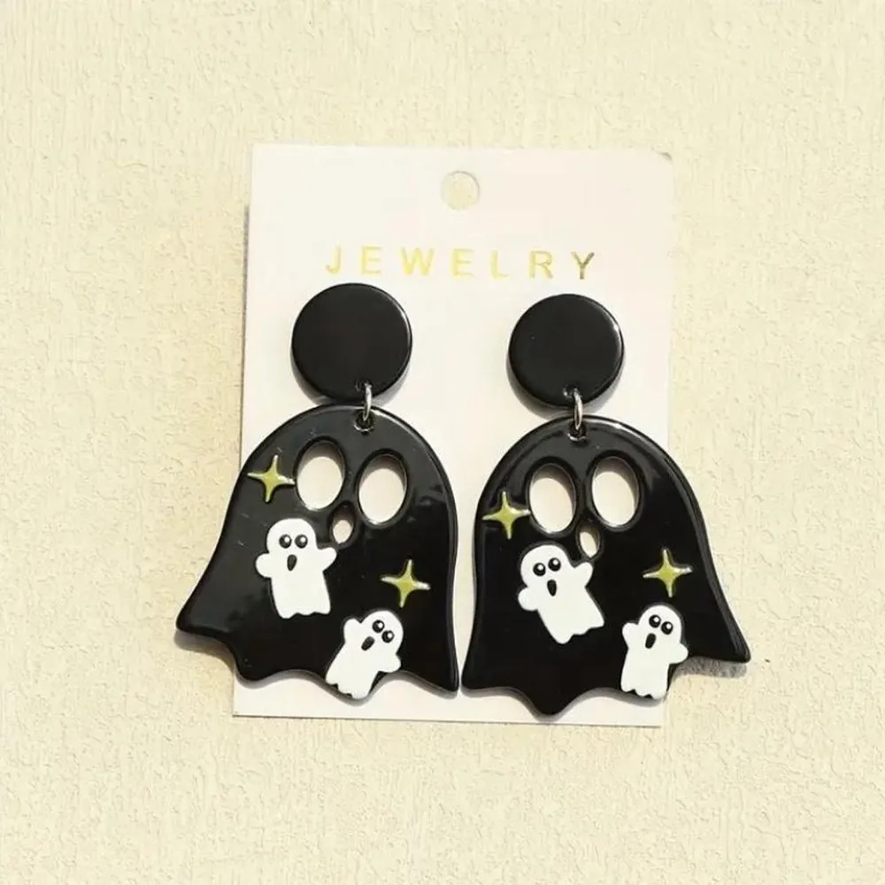 Ghost earrings with a spooky vibe #halloween #spooky Black - Image 7