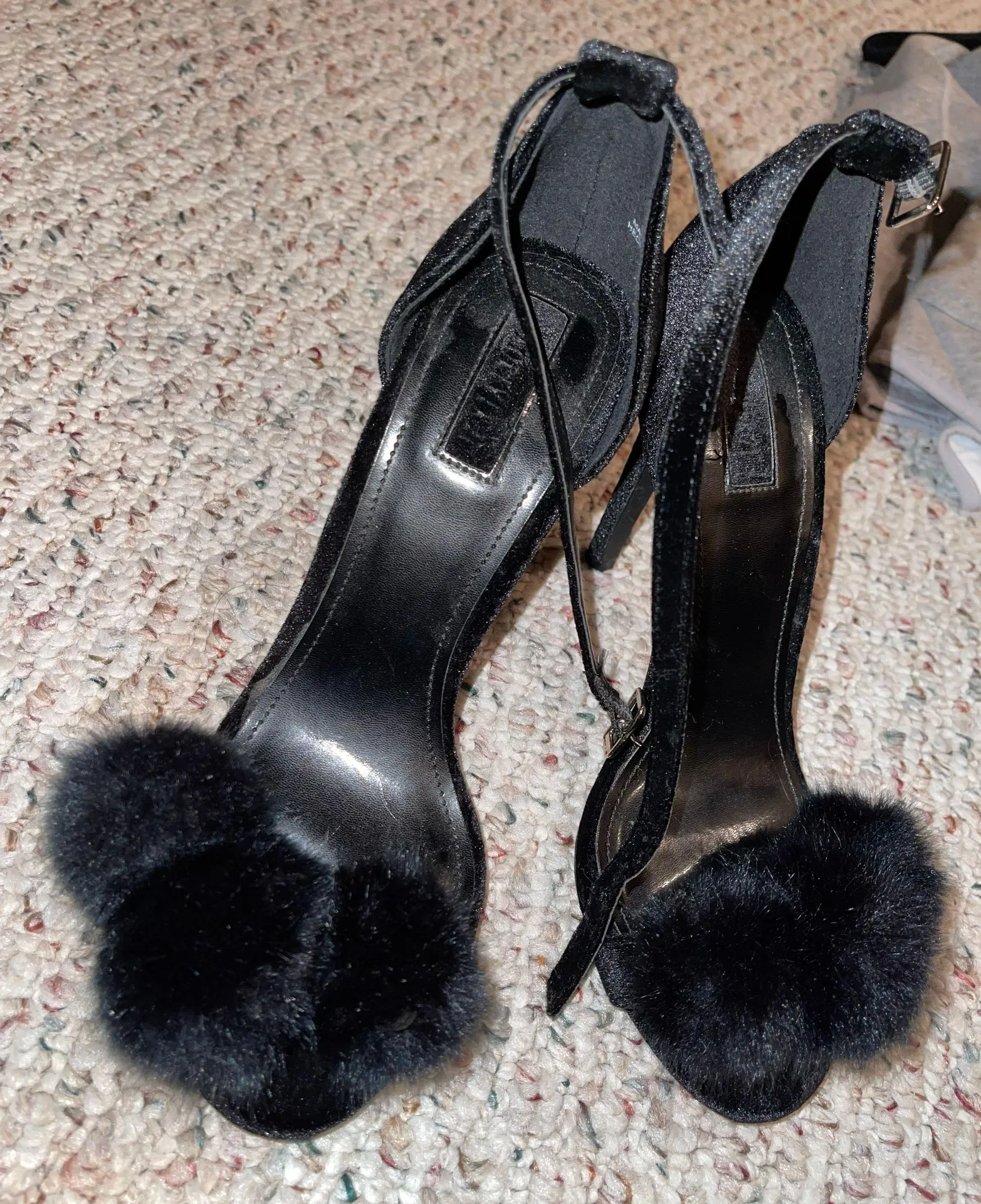 Black Fuzzy Heels - Image 3