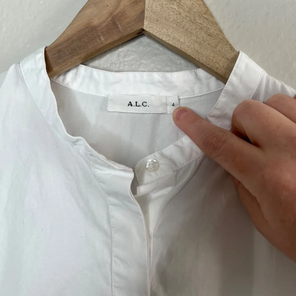 A.L.C. Womens Hudson Puff Sleeve Blouse White Cotton Top Size 4 - Image 3