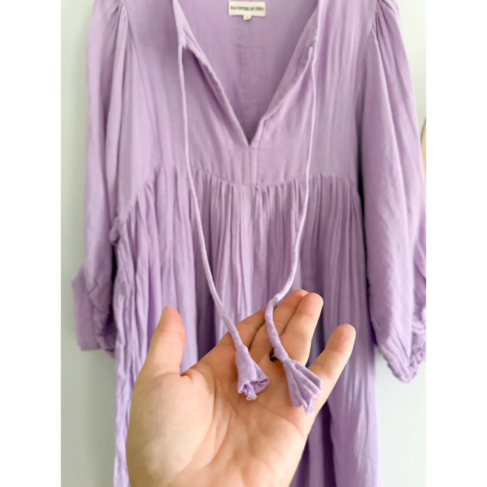 Daughters of India | Kyra Mini Dress in Lilac Gauze | Sz L Purple Size L - Image 8