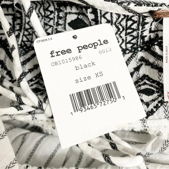 NWT Free People Lola Embroidered Black & White Oversized Mini Dress Size XS NEW - Image 14