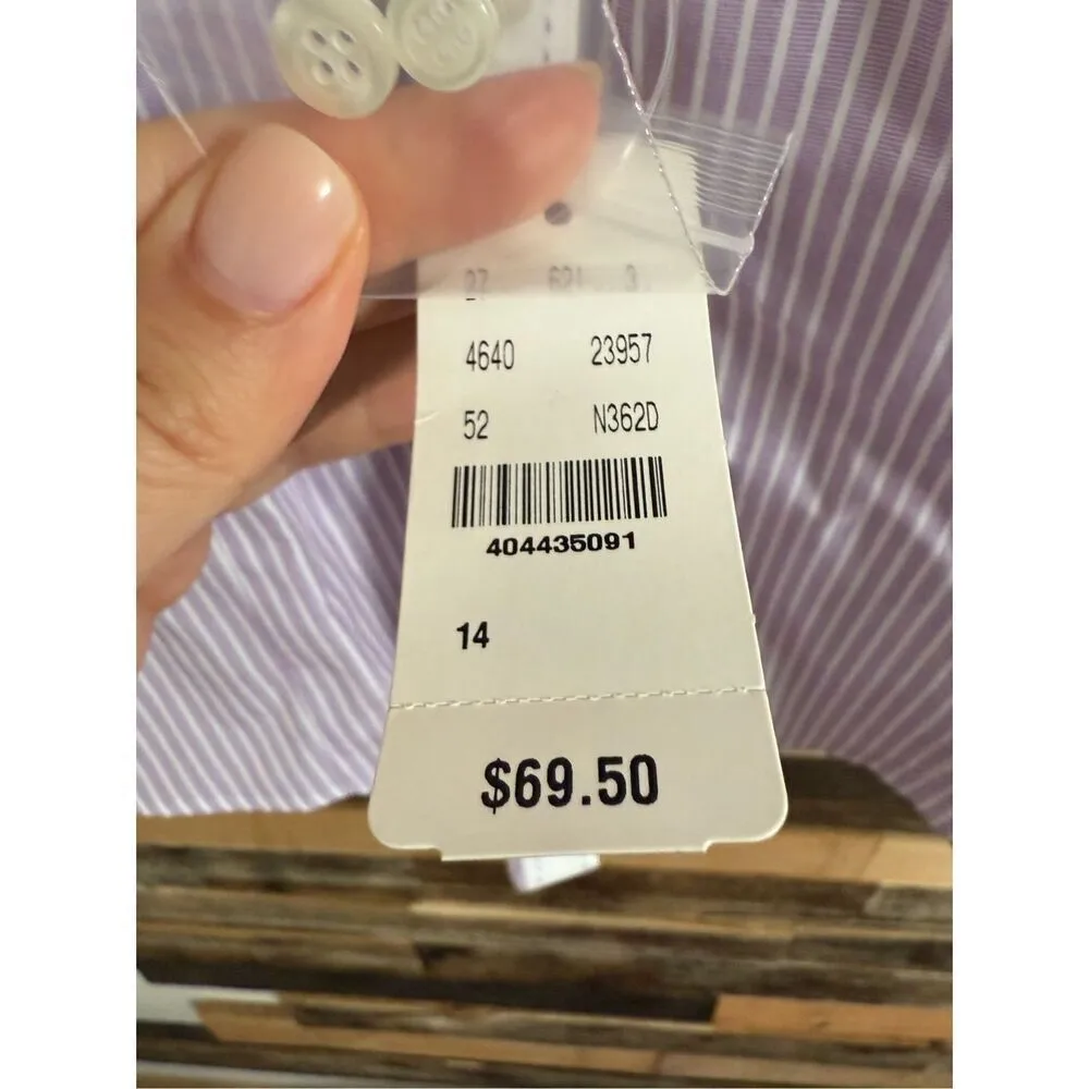 Brooks Brothers 346 NWT Wisteria Purple Stripe Tailored Button Up Shirt 14 - Image 4