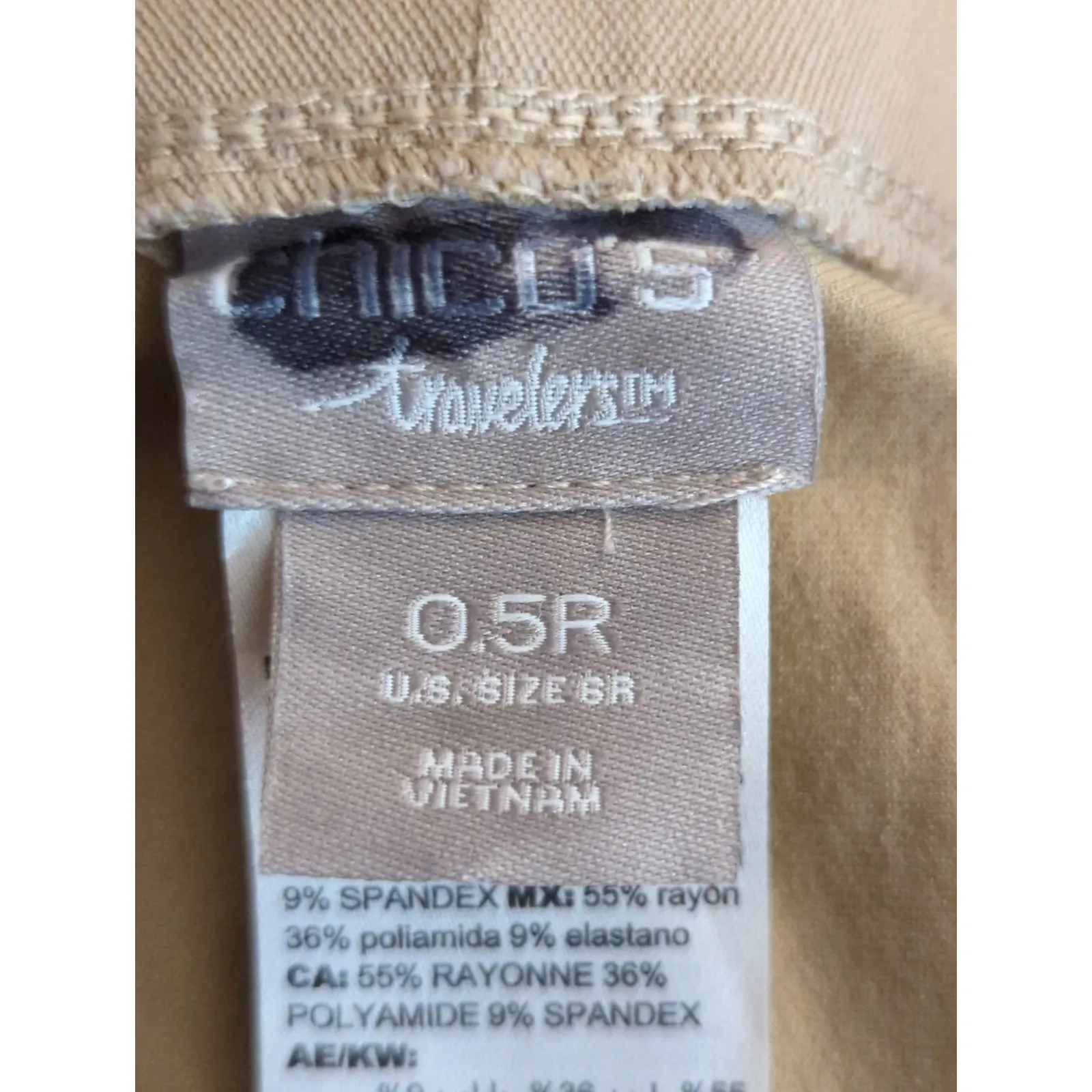 Chico's Travelers Collection Tan Crepe Crop Pants Women's 6R Neutral Stretch - Image 8