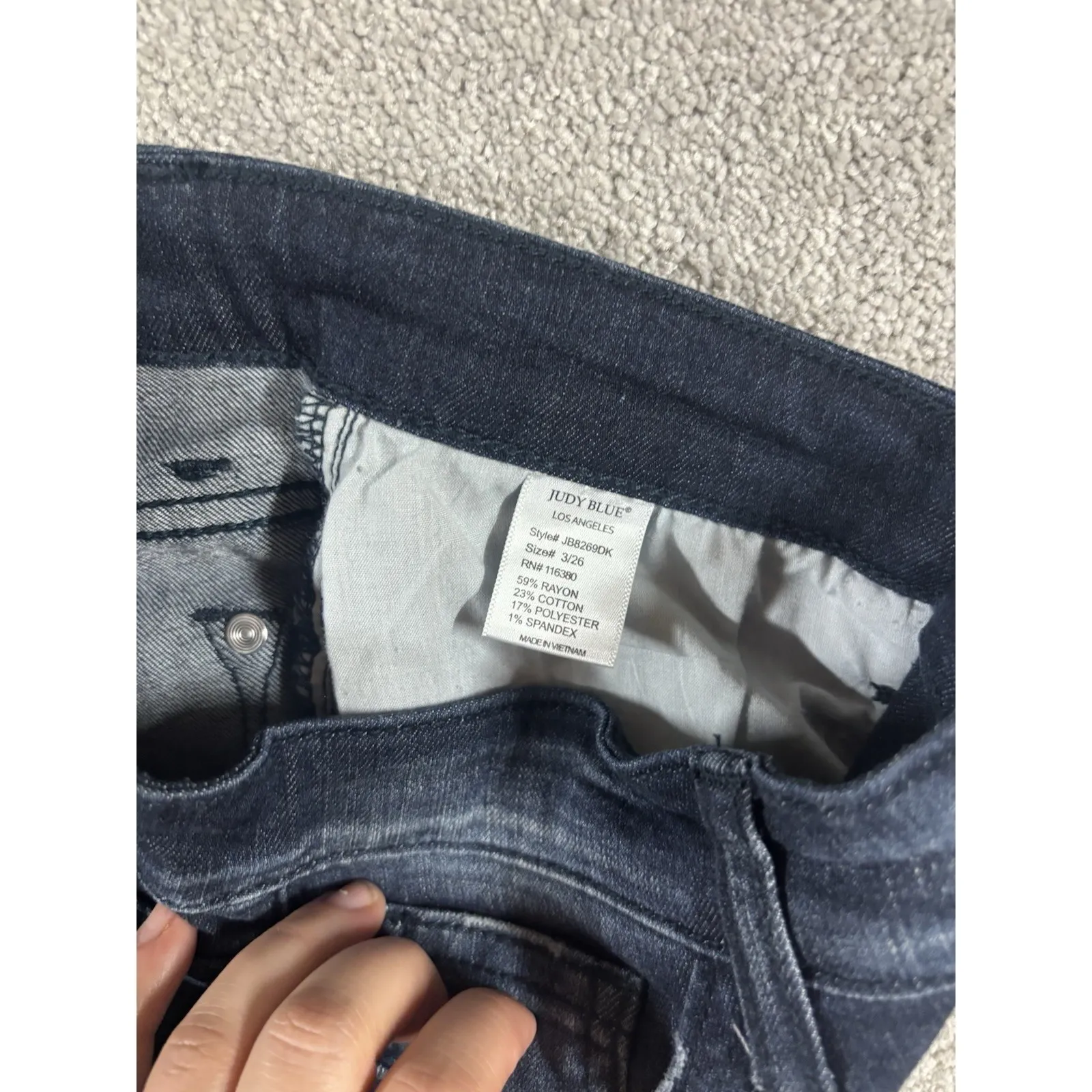 Judy Blue‎ Skinny Fit Bandana Cut Outs Size 3/26 Dark Wash - Image 5