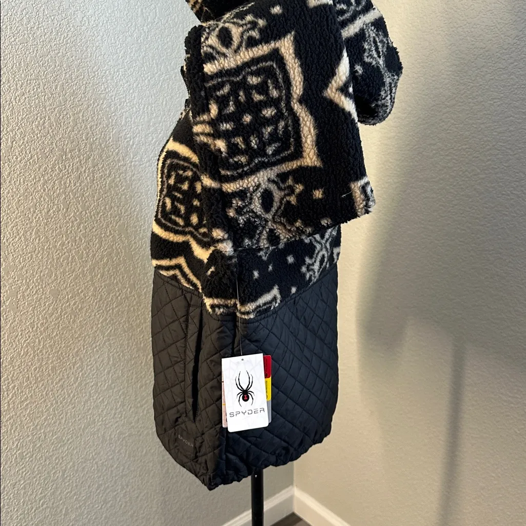 Spyder Black and Cream Fleece  Zip Jacket - Image 5