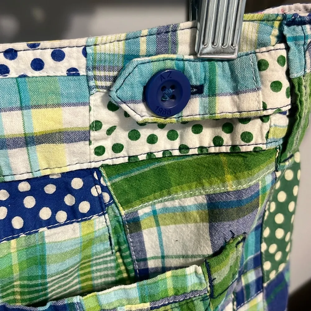 Shorts Patch Polka Dot Plaid Womens 3 Cotton Arizona Jean Company Green Blue - Image 9