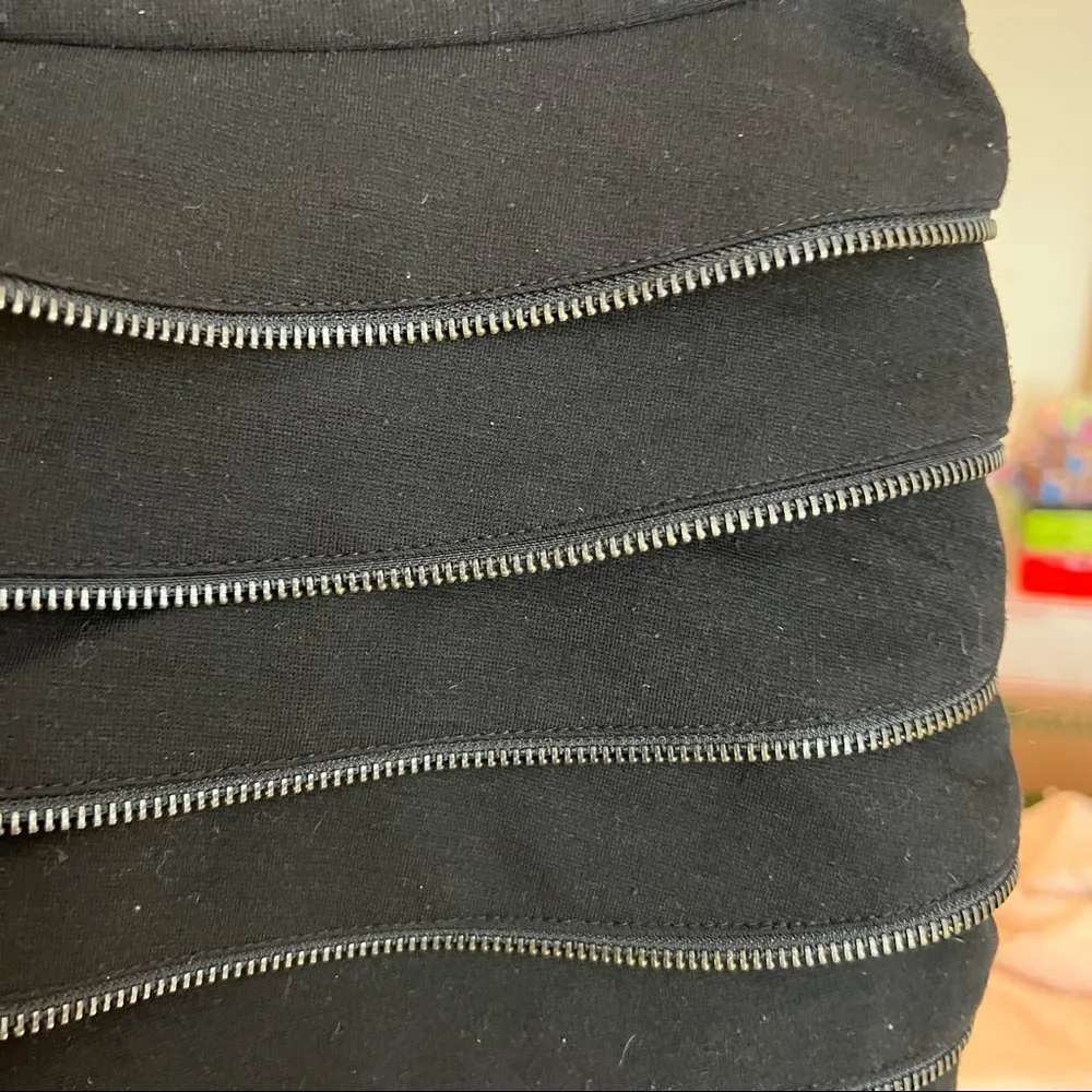 Aryn K. Zipper teeth medium Skirt Ruffle Trim Ponte Mini Skirt Black unique - Image 3