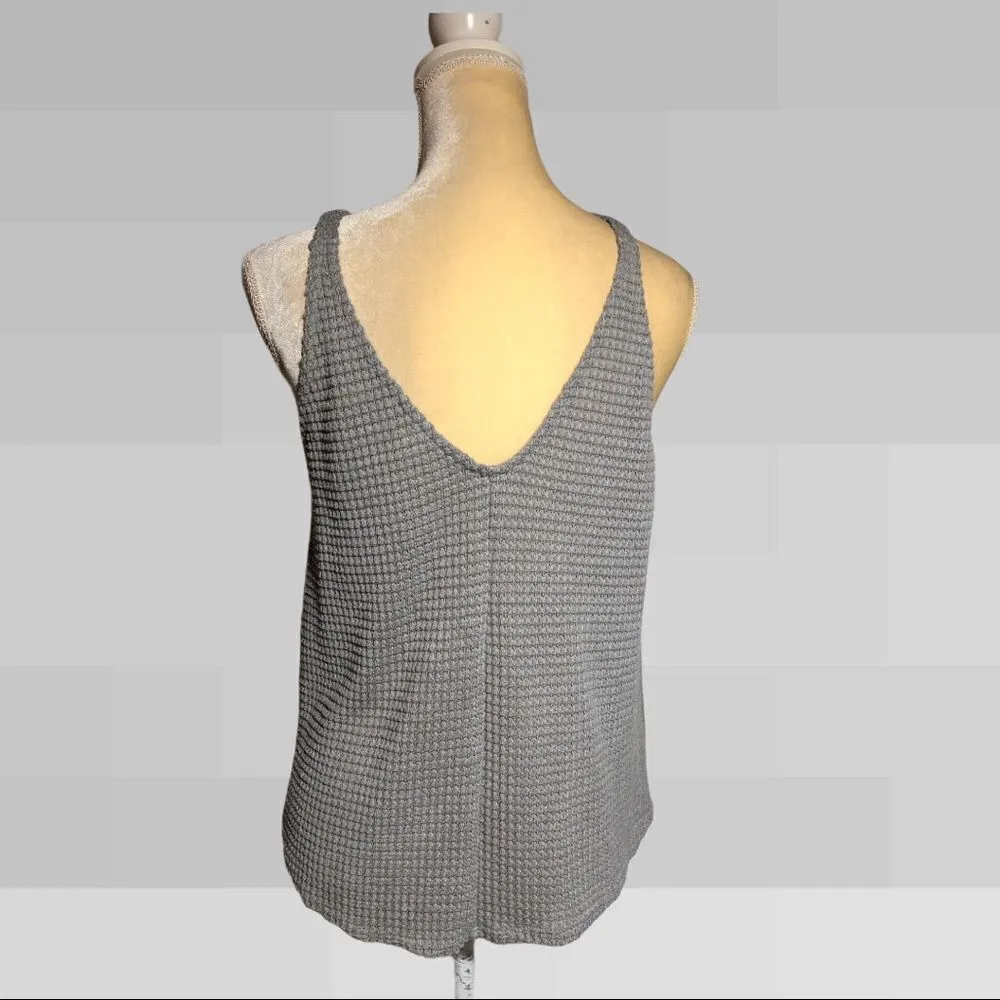 Lightweight gray waffle style tie hem top Gray Size M - Image 8