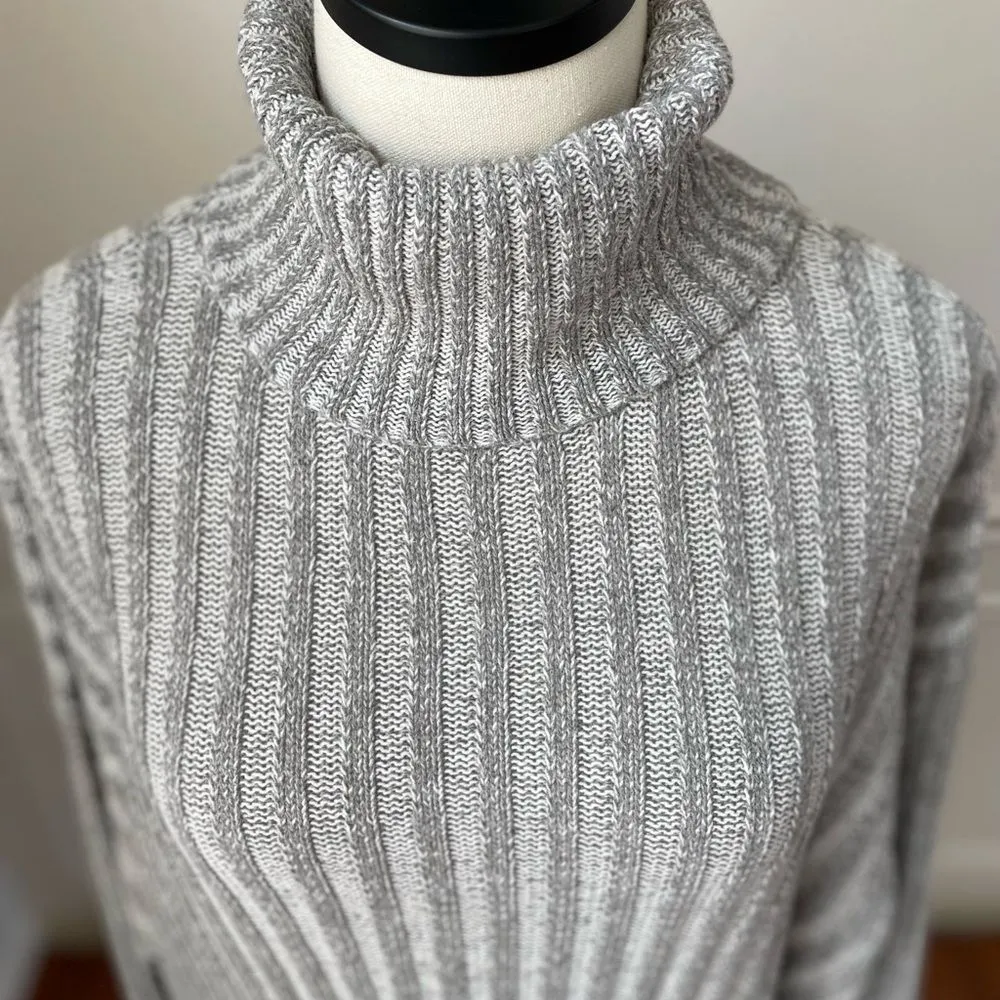 UO Urban Outfitters Turtleneck Sweater Tunic Grey Wide Rib S - Image 3