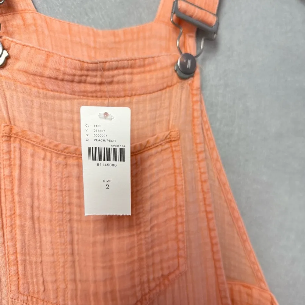 Anthropologie Pilcro Women’s Gauze Micro Overalls Peach Summer Beach US 2 New - Image 6